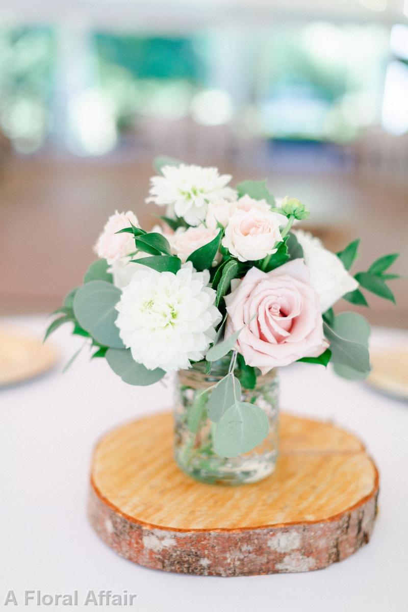 RF1486-Hob Nail Jar Centerpiece in Blush and White