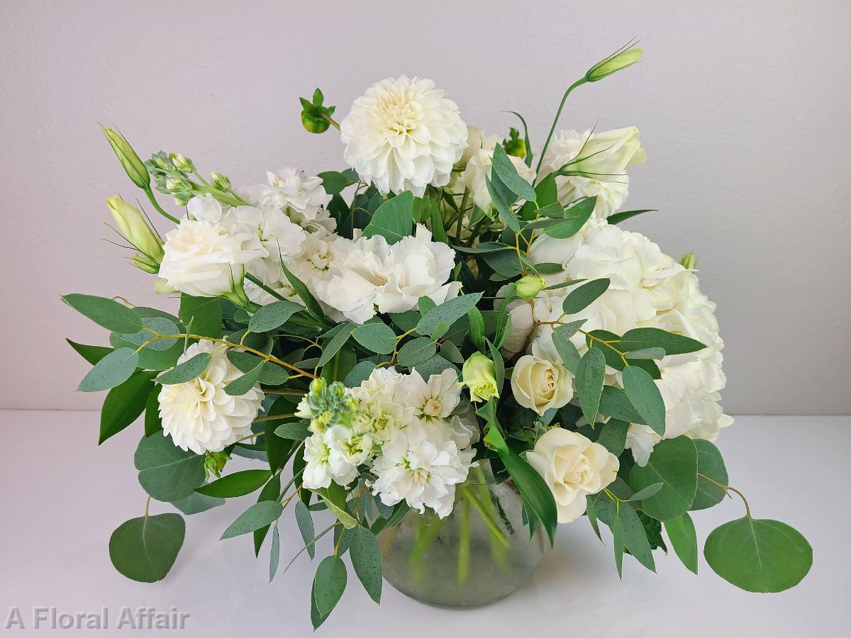 RF1502-All White and Green Wedding Centerpiece