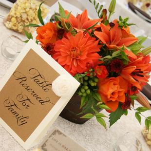 RF0517- Orange, Low Fall Rustic Centerpiece