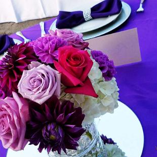 RF1321-Low Purple and Fuschia Wedding Centerpiece
