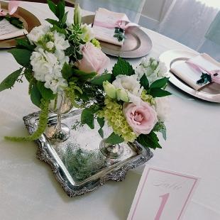 RF1388-Antique Silver, and Blush Centerpiece