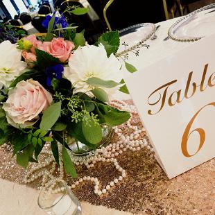RF1410-Rose Gold and Pearl Wedding Centerpiece