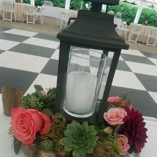 RF1419-Lantern and Succulant Centerpiece