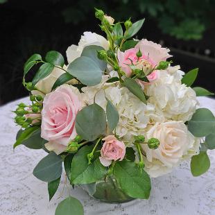 RF1497-Light Pink and White Hydrangea and Rose Centerpiece