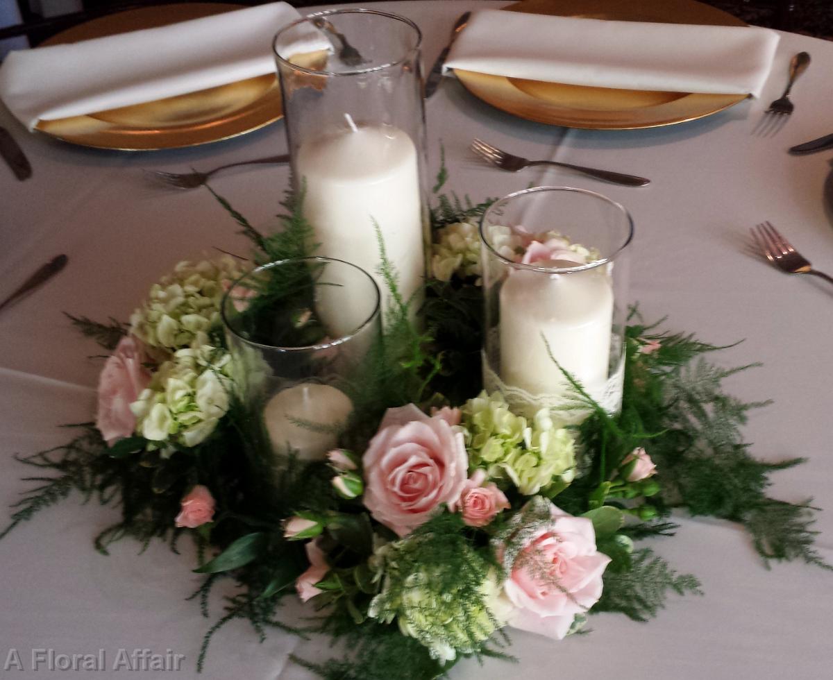 RF1290-Greenery and Candle Centerpiece