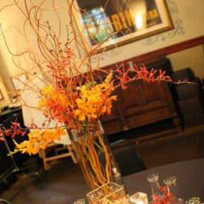 RF1054-Orange and Arpicot, Whimsical Contemporary Tall Centerpiece