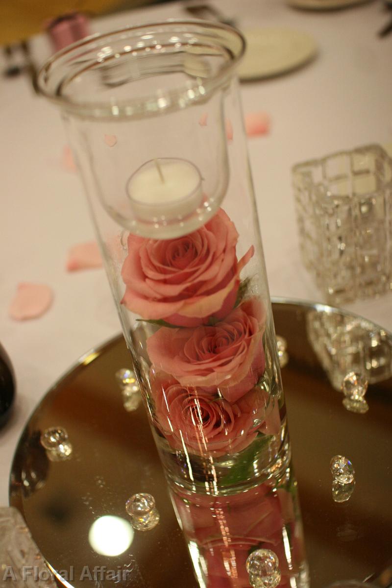 RF0026-Simple Pink Rose Centerpiece