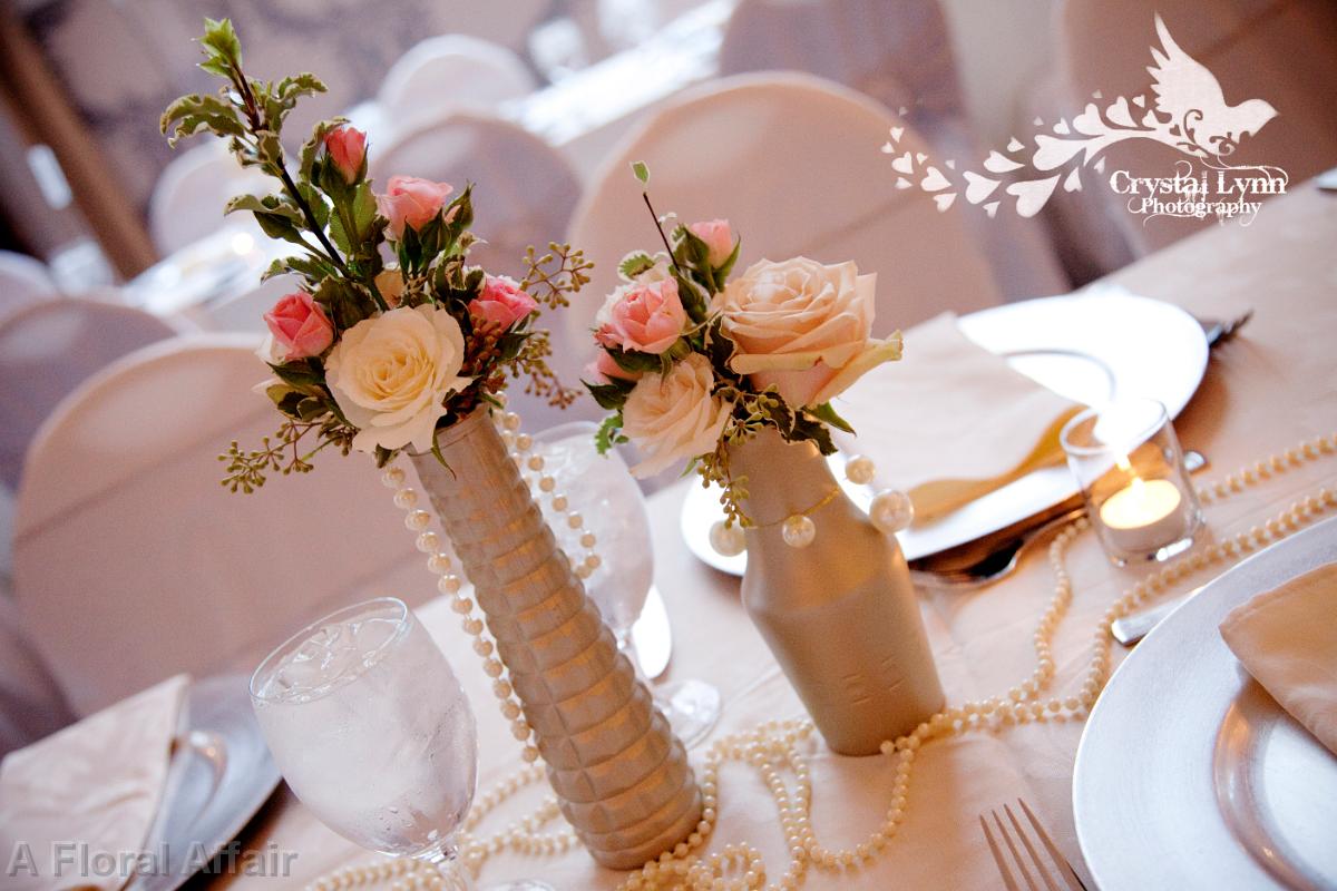RF0476-Blush Pink and Ivory Gold Painted Centerpiece Settings