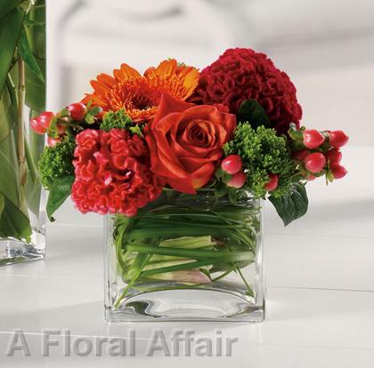 RF0879-Fashionable, Red, Orange, and Green Modern Centerpiece