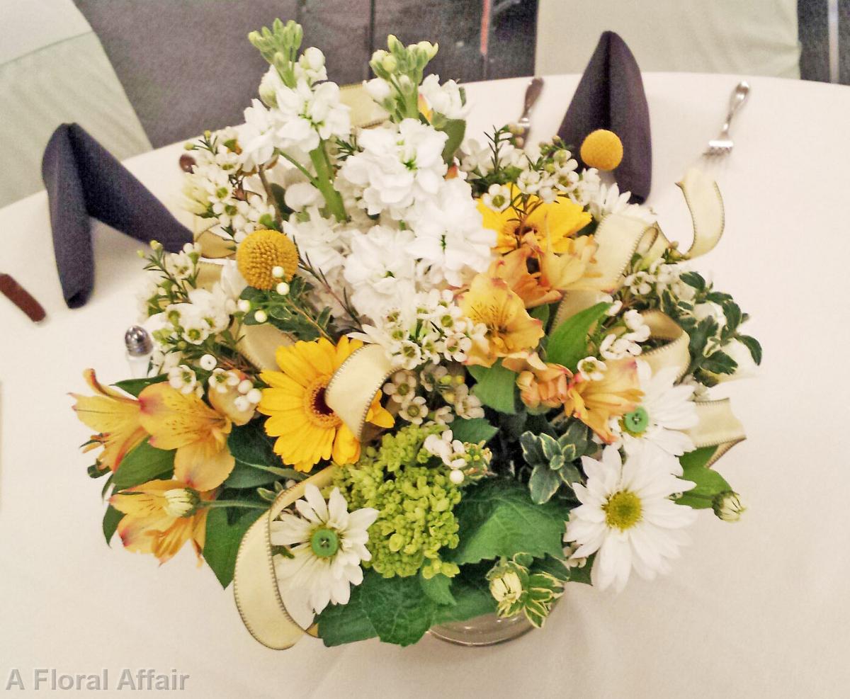 RF1122-Fun White, Yellow, and Green Centerpiece