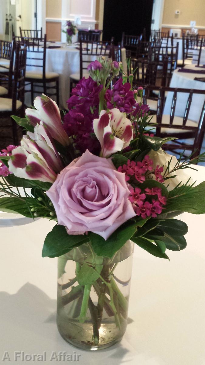 RF1147-Purple and Lavender Mason Jar Centerpiece