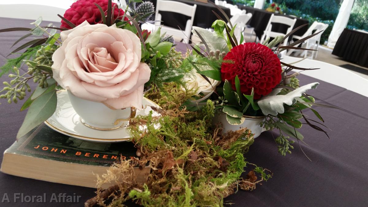 RF1233-Tea Cup and Book Centerpiece