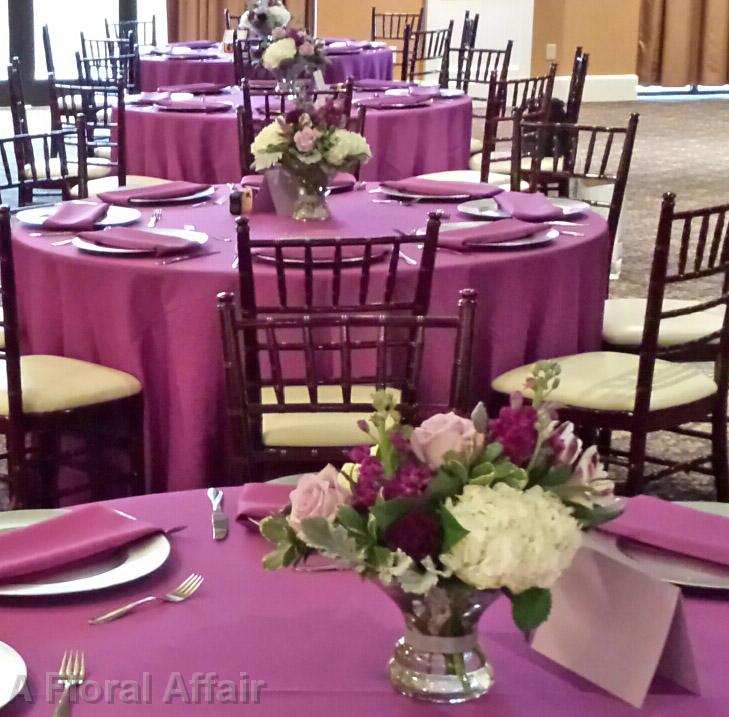 RF1280-Plum, Lavender and White Elegant Centerpiece