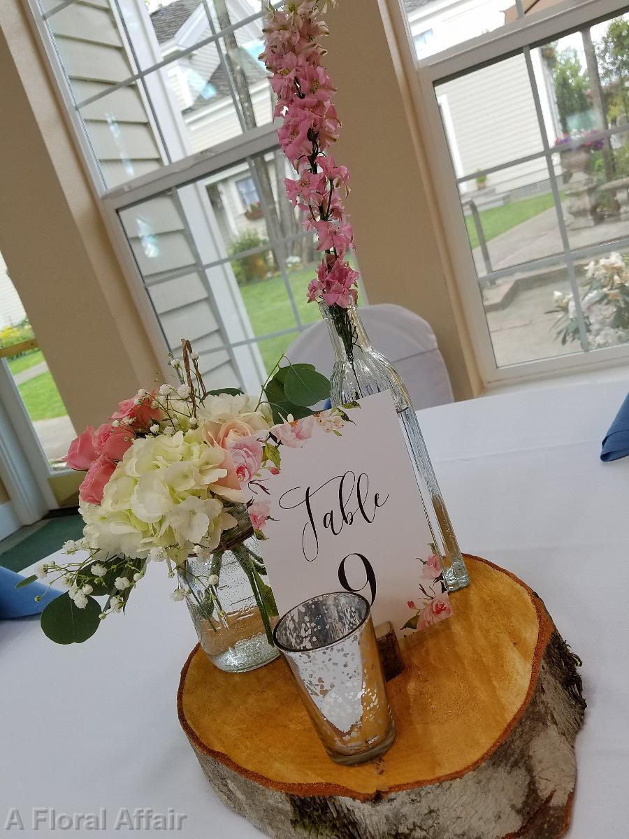 RF1382-Pink and White Rustic Table Centerpiece