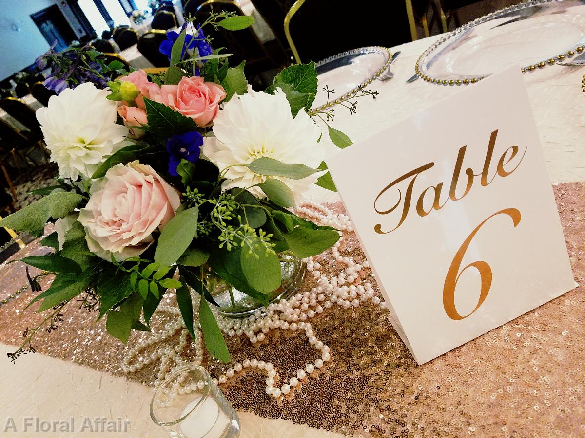 RF1410-Rose Gold and Pearl Wedding Centerpiece