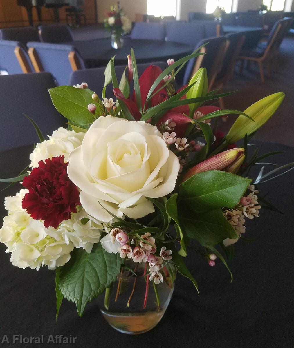 RF1446-Simple Wine and White Centerpiece
