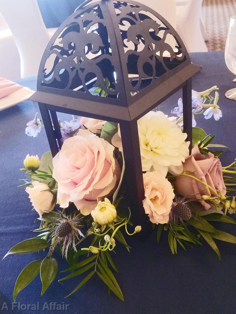 RF1456-Wisteria and Navy Lantern Centerpiece