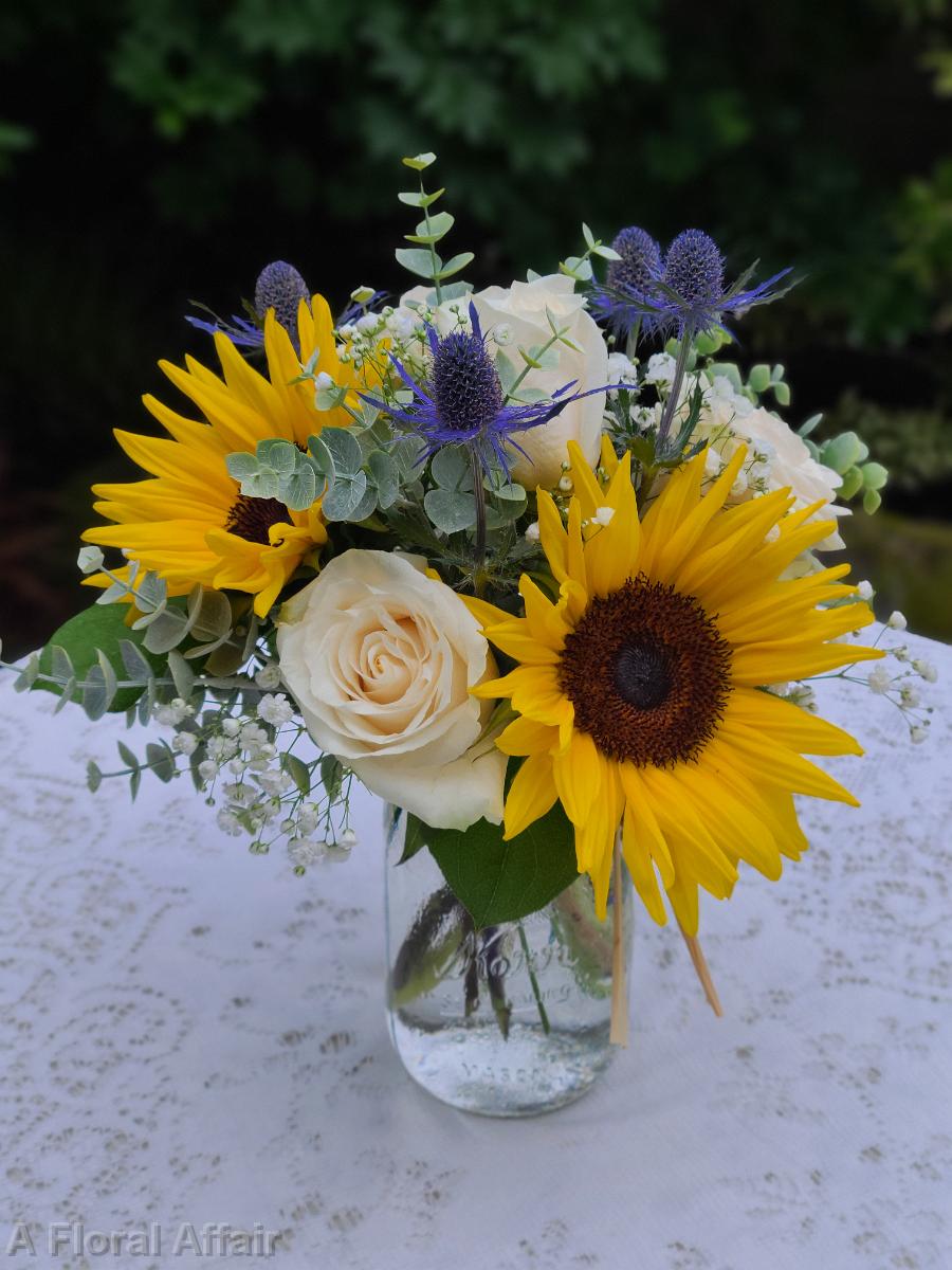 RF1493-Yellow and Blue Sunflower Centerpiece