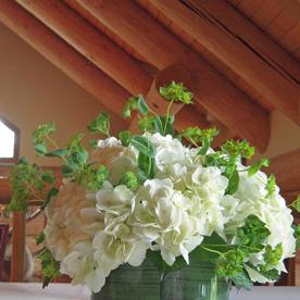 RF0387-Simple Garden White Hydrangea Centerpiece