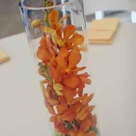 RF0426-Orange Mokara Orchid and Lime Centerpiece