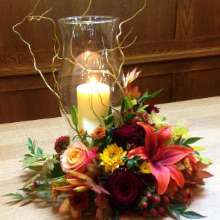 RF0601-Low Fall Candle Arrangement