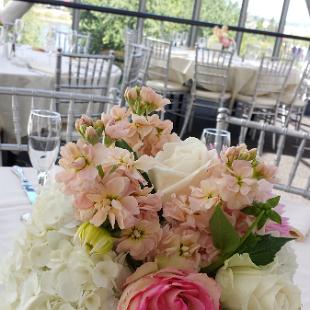 RF1146-Pink and White Low Garden Centerpiece