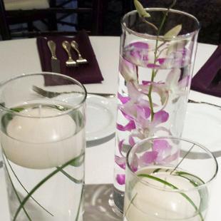 RF1148-Lavender Orchid and Floating Candle Centerpiece Setting