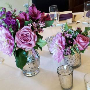 RF1168-Mercury Glass and Shades of Purple Centerpiece Setting