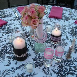RF1253-Pink and Black Rose Centerpiece