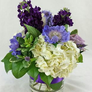 RF1282-Round Purple and White Garden Centerpiece