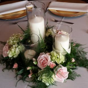 RF1290-Greenery and Candle Centerpiece