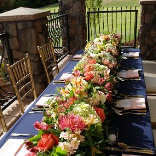 RF1296-Coral and White Table Runner Centerpiece