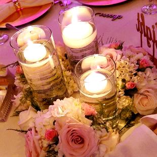 RF1324-Blush and White Romantic Floating Candle Centerpiece