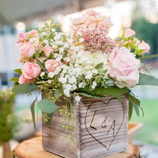 RF1333-Wood Burned Box Centerpiece