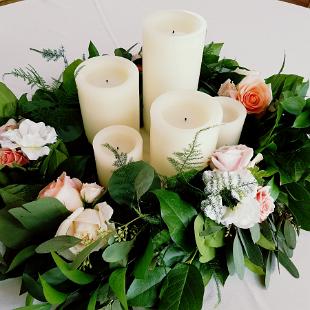 RF1379-Greenery and Candle Floral Centerpiece