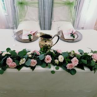 RF1387-Head Table, Greenery and Pink Rose Garland