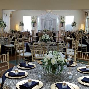 RF1423-Ainsworth House Sophisticated White, Green and Gold Centerpieces