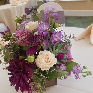 RF1440-Rustic lavender and purple centerpiece