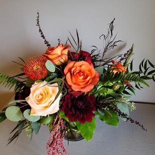 RF1516-Warm Orange and Wine Centerpiece