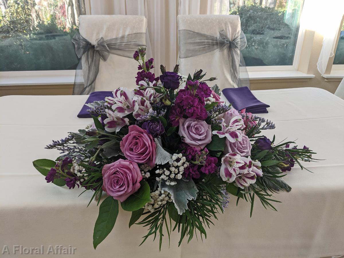 FT0757-Shades of Purples of Sweetheart Table Arrangement