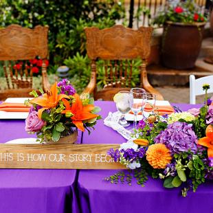 FT0724-Stunning Orange and Royal Purple Head Table Bokay's