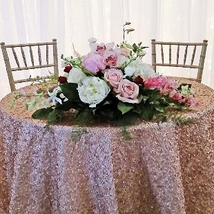 FT0731-Blush and White Peony, Rose and Orchid Centerpiece