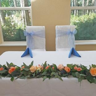 FT0742-Sweetheart Table Eucalyptus And Peach Rose Garland