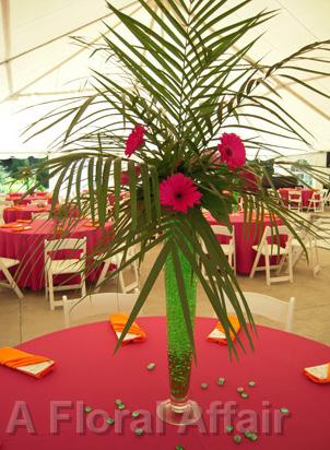 RF0948-Hot Pink and Green Tropical Whimsical Tall Centerpiece