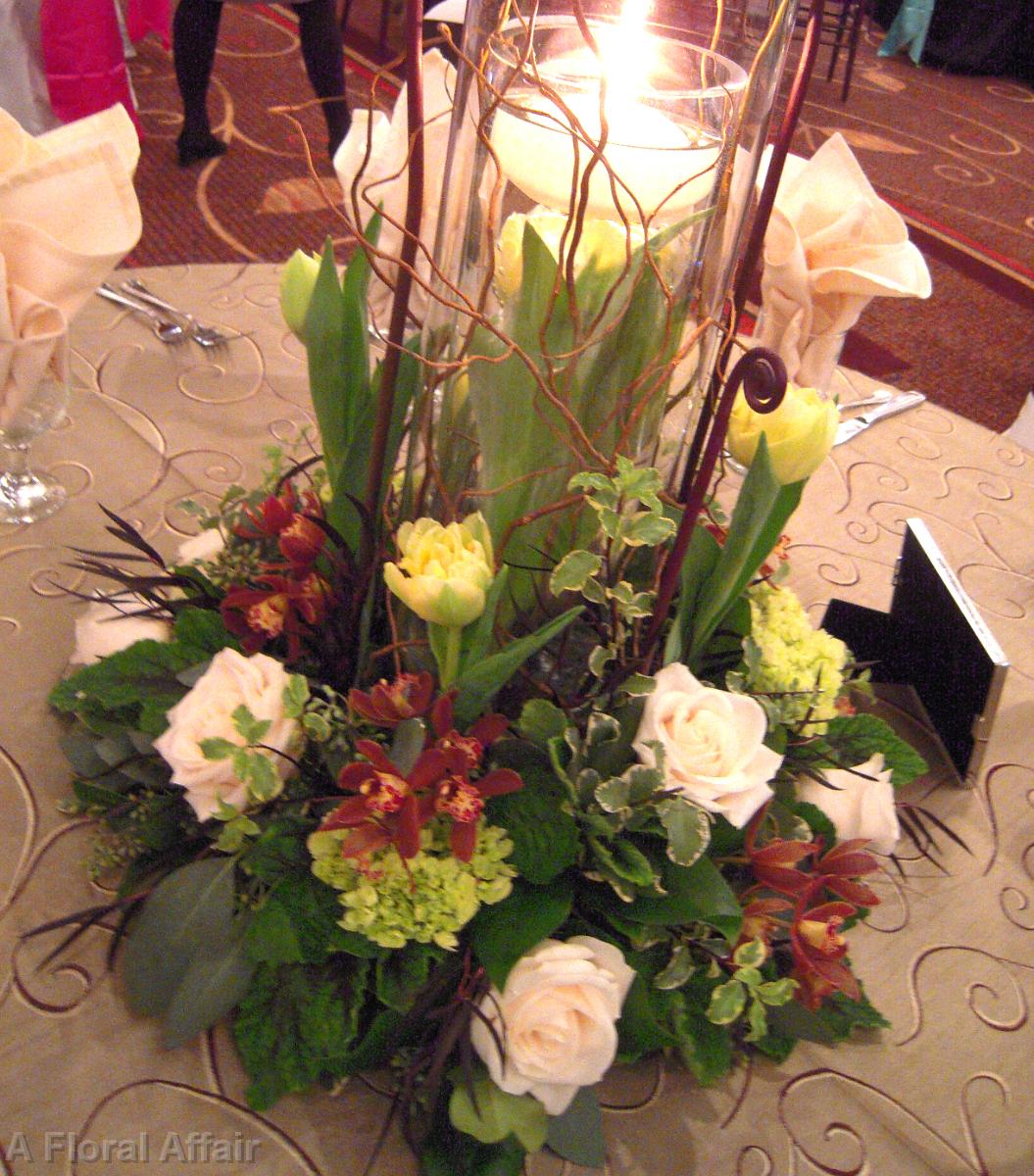 RF1027-Green, Ivory, and Brown Woodland Natural Centerpiece