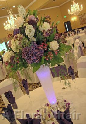 RF1046-Purple, Lavender, and White Romantic Garden Tall Centerpiece