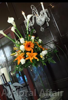 RF1055-Orange and White, Sophisticated Tall Centerpiece