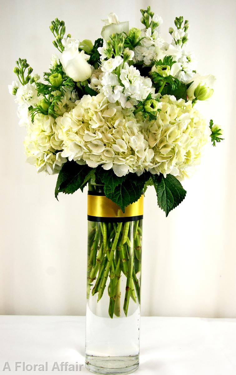 RF1076-White and Yellow, Natural Tall Centerpiece