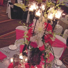 RF1026-Hot Pink and White Whimsical Candelabra Tall Centerpiece