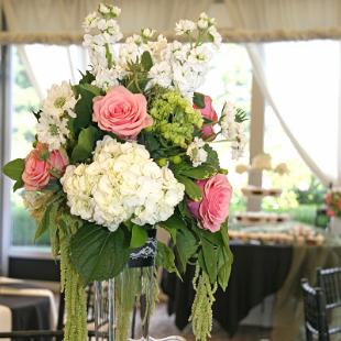 RF1095-Pink, Green and White, Romatic Garden Tall Centerpiece